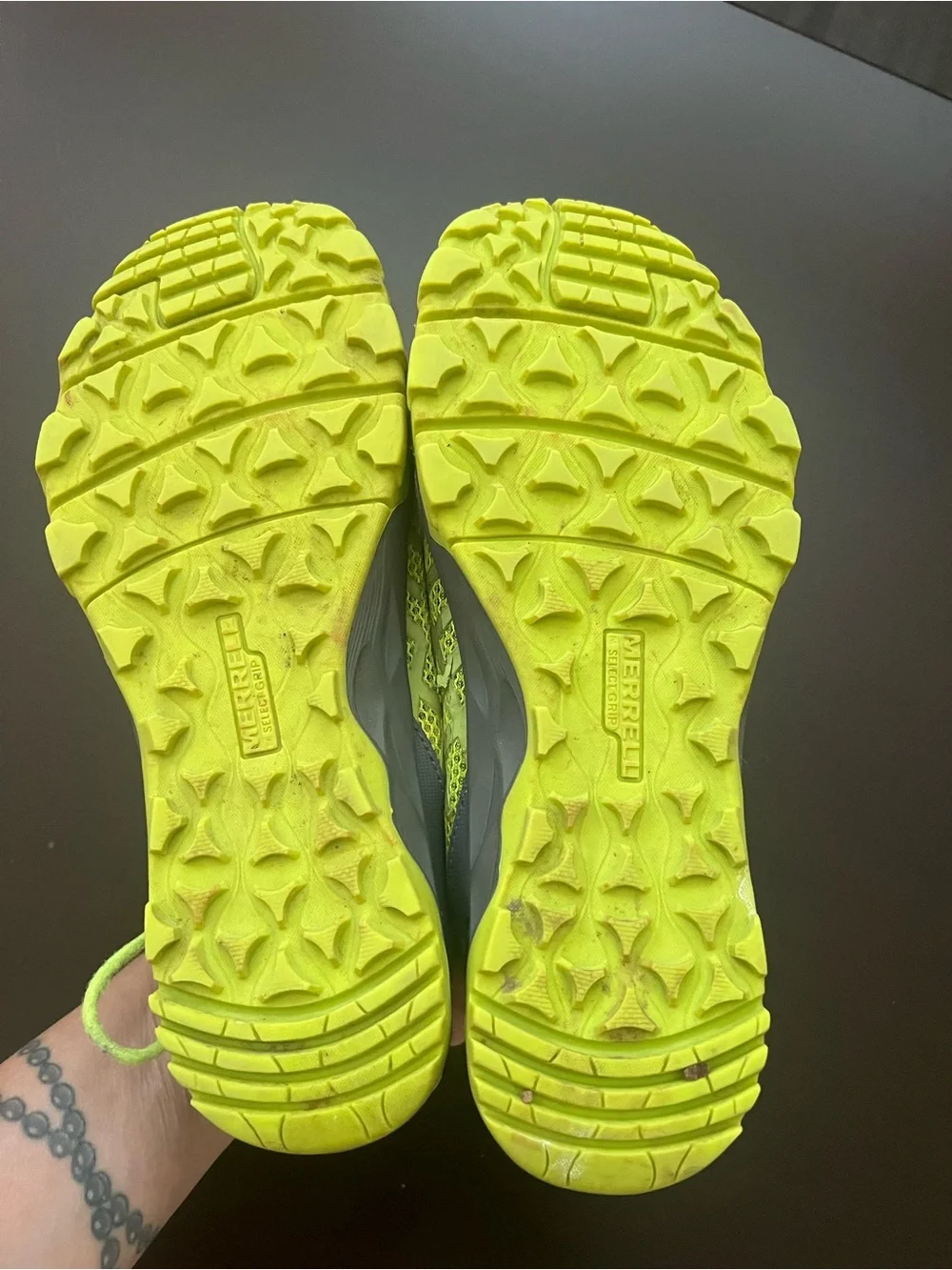 Merrell Kids Neon Lime and Gray Slip-On Athletic Sneakers